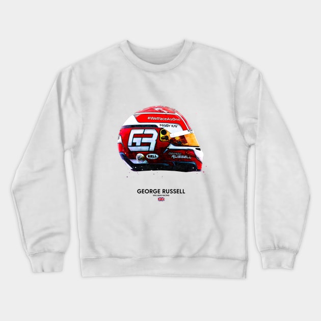 F1 2020 George Russell Crash Helmet Crewneck Sweatshirt by DB Motorsport Designs